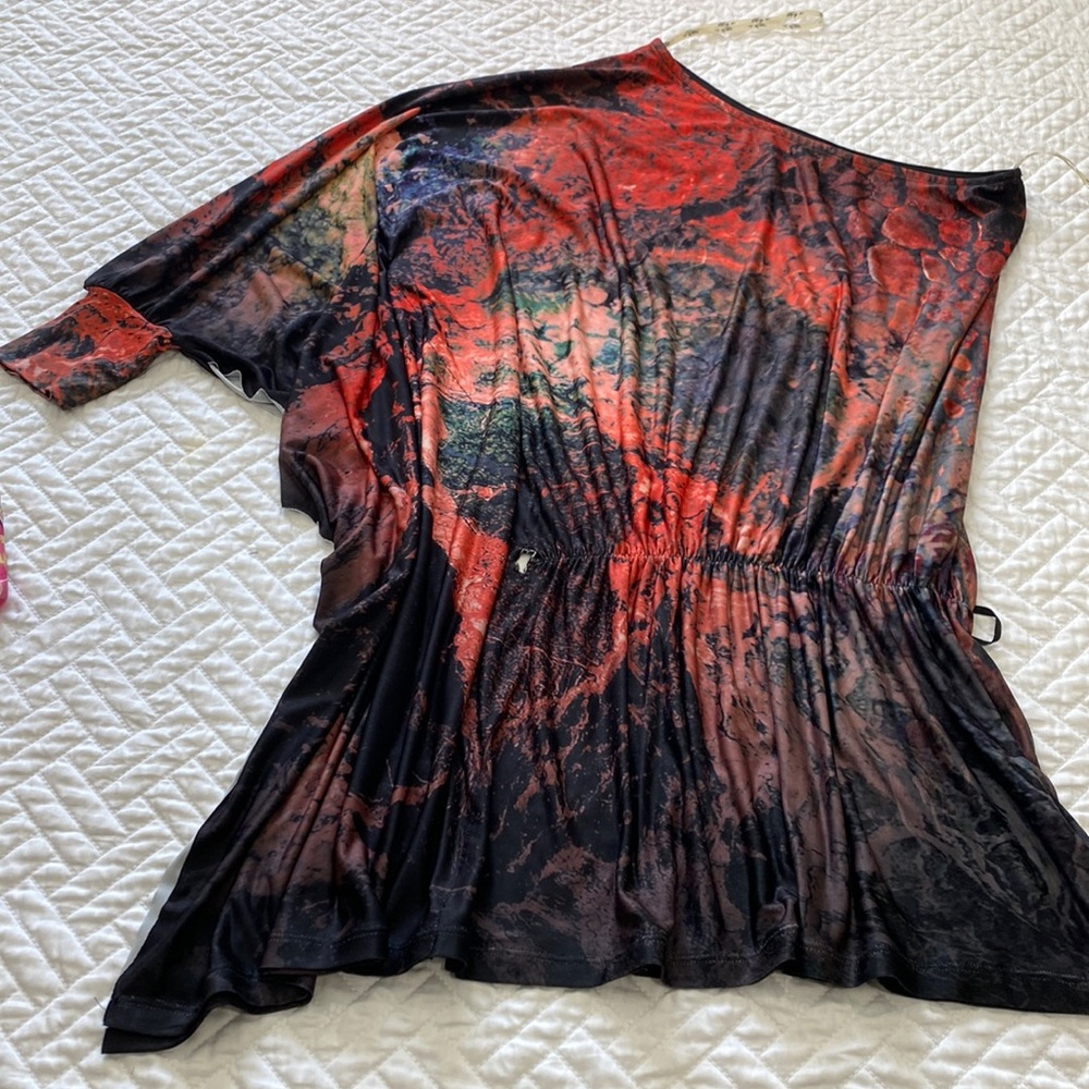 V & K studio one shoulder mini dress red size small